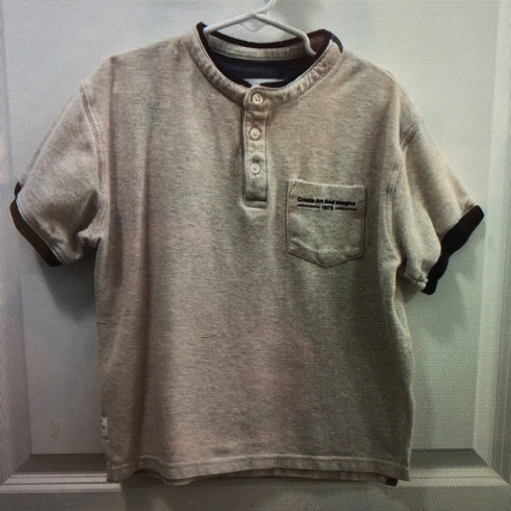 Beige Short Sleeve Henley Shirt